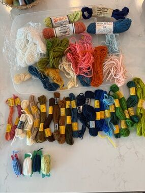 Vintage 100% Wool Tapestry & Needlepoint Yarn Stash Lot - 41 Skeins (DMC & More)